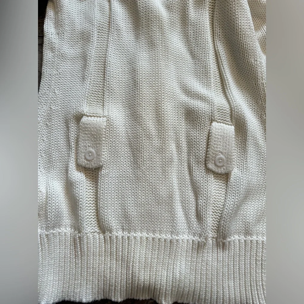 Banana Republic Organic Cotton Ivory Cream Knit Button Down Cardigan Womens Sz S